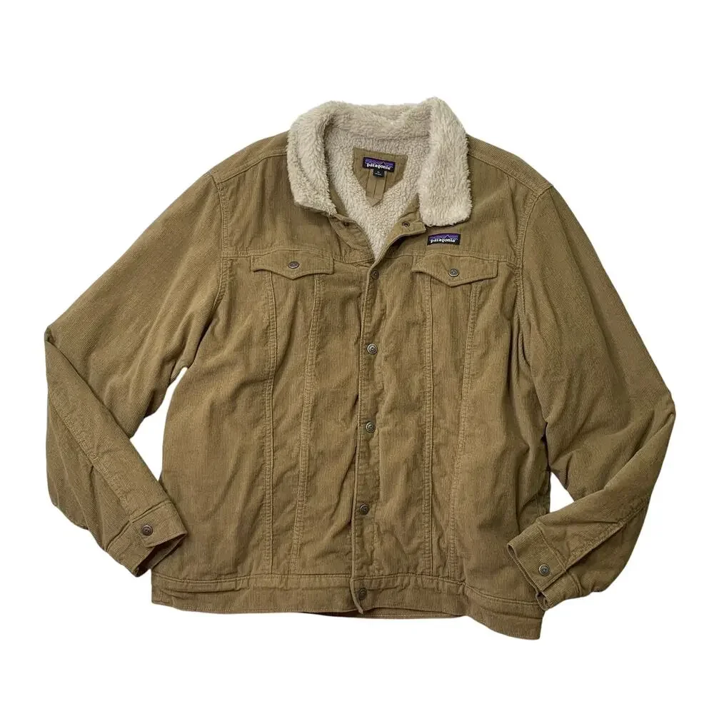 Patagonia Jacket Mens XL Extra Large Cobblestone Pile Lined Trucker Corduroy
